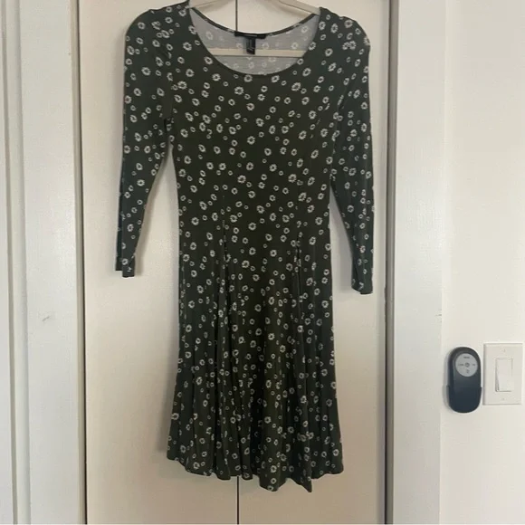 Forever 21 | Dresses | Forever 2 Olive Green Daisy Laceup Back Mini Dress  Long Sleeves Size Medium | Poshmark